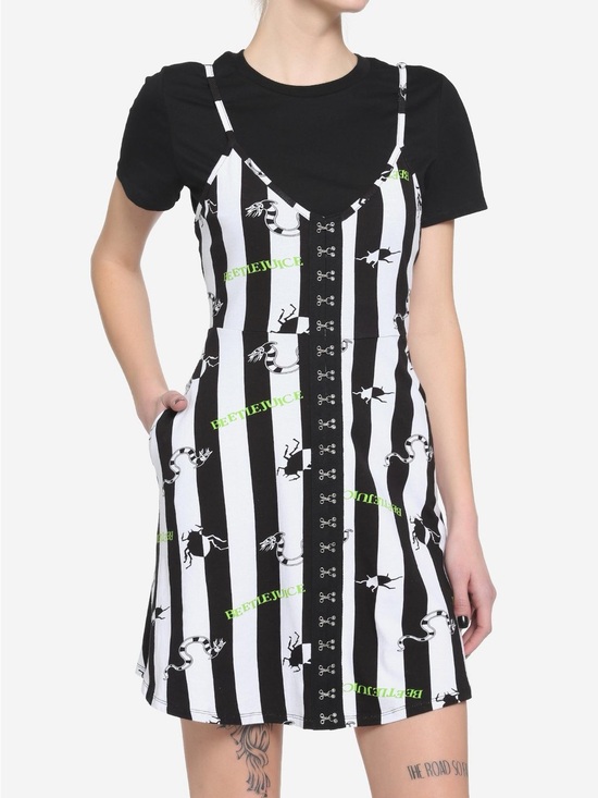 Hot Topic Dresses & Skirts - Hot Topic Beetlejuice Twofer Stripe Dress Sz L